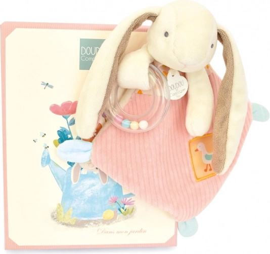 Coffret cadeau Lapin rose Ciboulette avec hochet