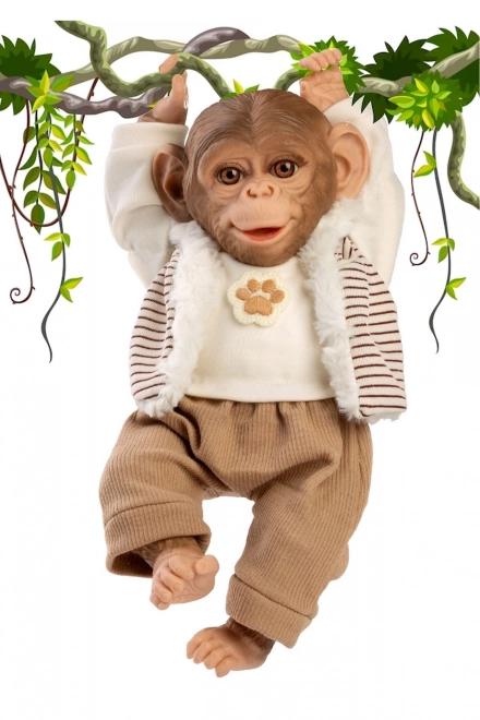 Guca 987 REBORN OPIČKA - singe bébé réaliste avec corps en tissu doux - 32 cm