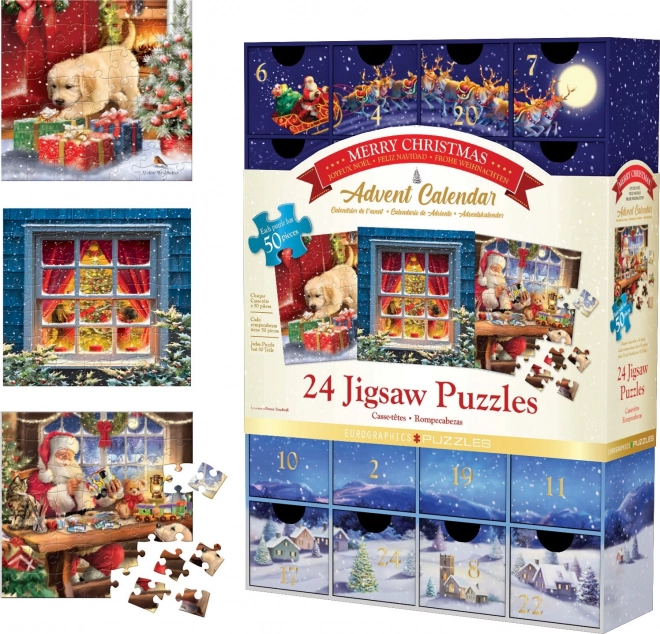 Calendrier de l'Avent avec puzzle Eurographics 24 x 50 pièces – Joyeux Noël