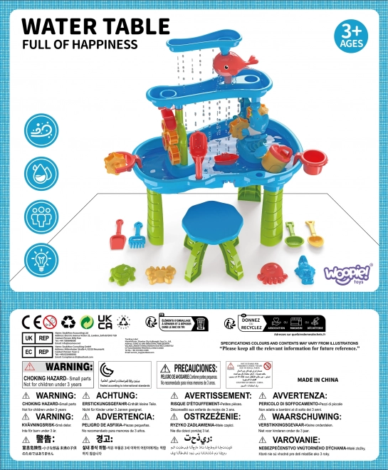 Woopie table d'eau XL pour enfants pour jouer avec l'eau et le sable 37 pièces