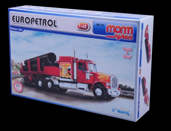 Jeu de construction Monti Système MS 26 Europetrol Western Star 1:48 en boîte 32x20,5x7,5cm