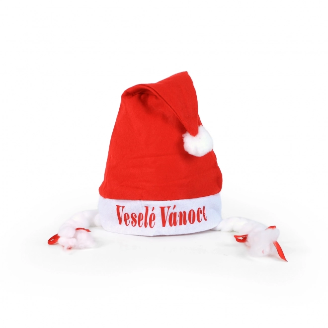 Chapeau de Noël avec tresses blanches