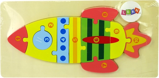 Puzzle en bois fusée avec chiffres