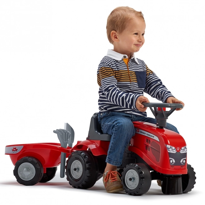 Tracteur pousseur Massey Ferguson rouge avec volant et