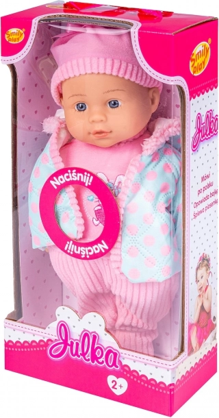Bébé parlant avec veste à capuche, 32 cm