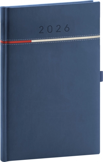 Agenda hebdomadaire Tomy 2026 bleu-rouge 15 x 21 cm