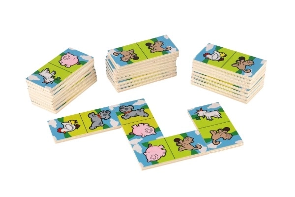Domino Mes premiers animaux bois jeu de société 28pcs en boîte 17x9x3,5cm MPZ