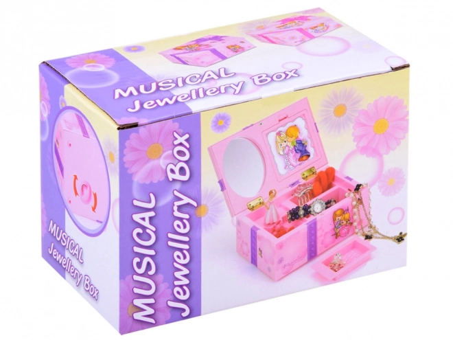 Boîte à bijoux rose avec boîte à musique pour petites filles