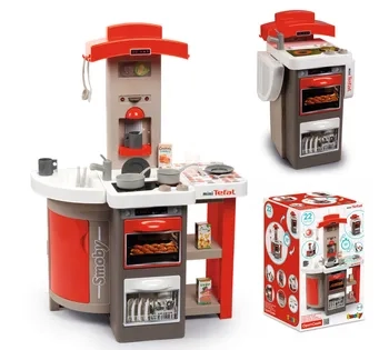 Cuisine électronique pour enfants en plastique rouge pliable avec son + accessoires