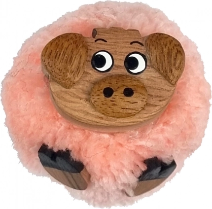 Magnet en bois avec pompon – cochon