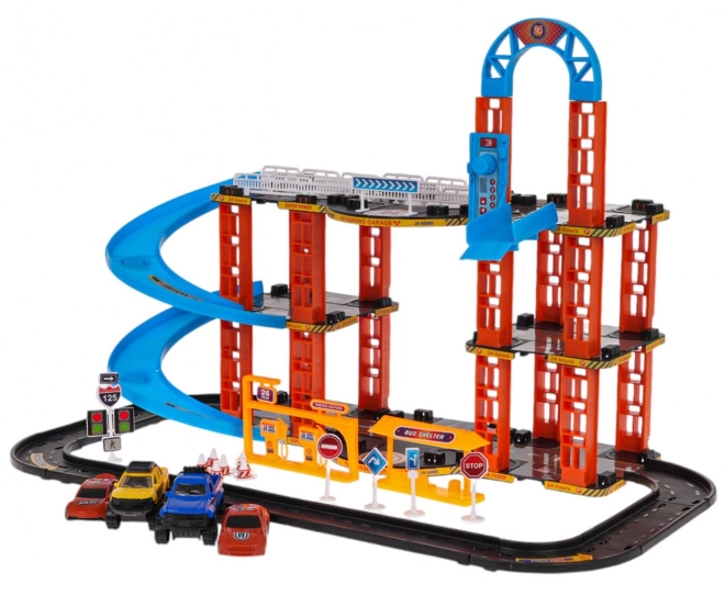 Piste de stationnement + voitures