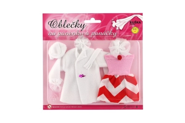 Robes/Vêtements - robes, manteau et bonnet pour poupées assortiment sur carte 22x21cm