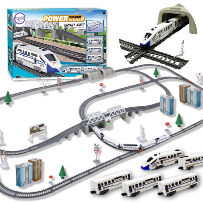 Ensemble de train électrique Woopie avec pont et tunnel