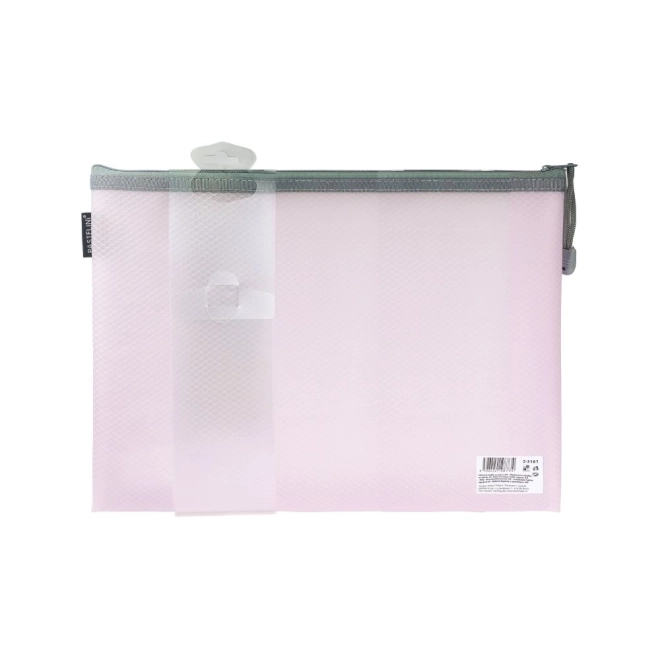 Pochette en filet avec fermeture éclair rose A4 Pastelini