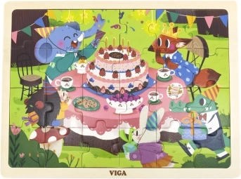 Puzzle en bois fête d’anniversaire 24 pièces VIGA