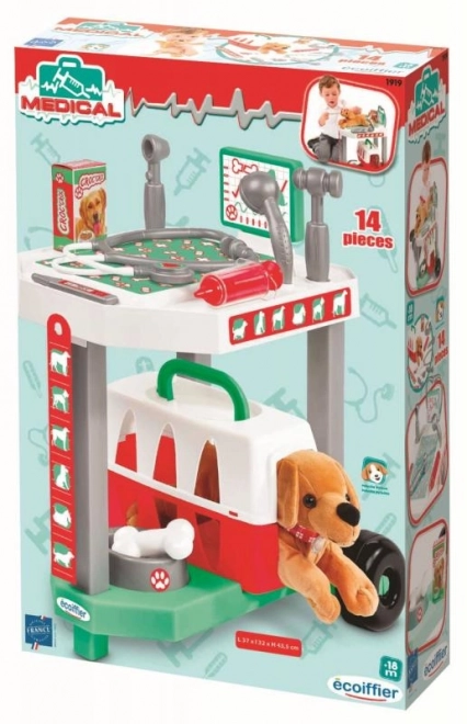 Chariot pour vétérinaires avec chien en peluche