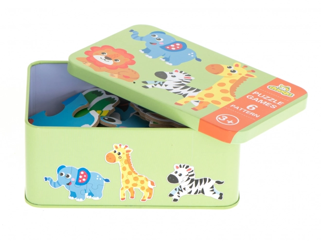 Puzzle dans une boîte en métal Safari animaux - 25 pièces