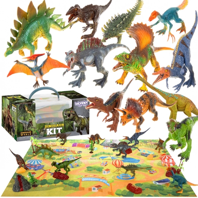 Grande ensemble de dinosaures XXL avec tapis Monde préhistorique