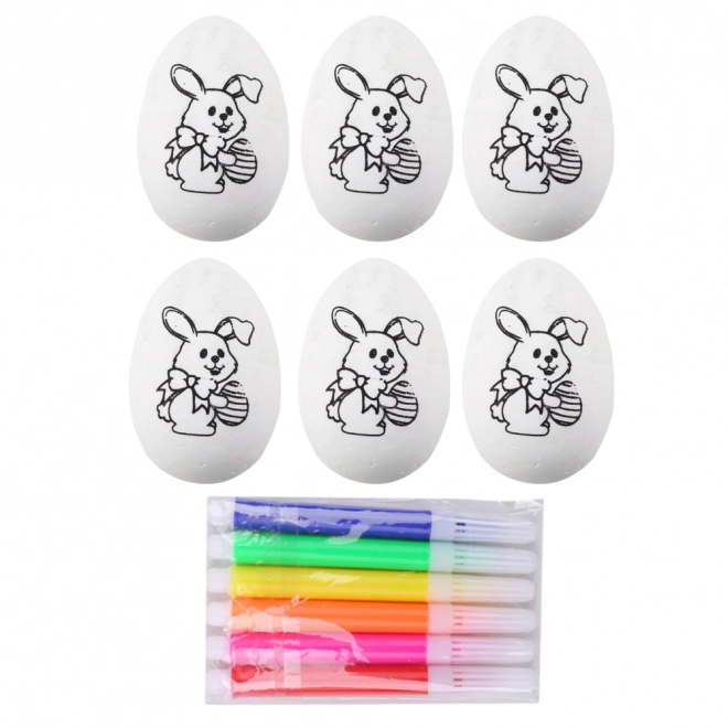 Œufs de Pâques en polystyrène avec lapin