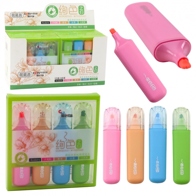 Ensemble de surligneurs colorés à double pointe, 4 pcs