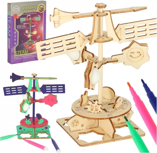 Kit scientifique sciences naturelles Éolienne 3D en bois – modèle DIY pour enfants