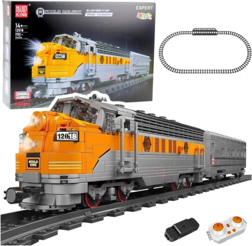 Kit de construction train RC gris‑jaune 1751 pièces avec télécommande et rails