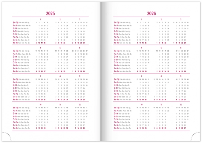 Agenda hebdomadaire Aprint 2025, noir, 15 × 21 cm