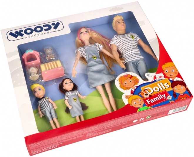Woodyland Famille de poupées moderne avec animaux de compagnie