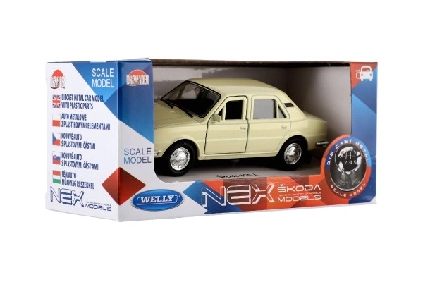 Auto Welly Škoda 105L métal/plastique 11cm 1:34-39 en roue libre 4 couleurs en boîte 15x7x7cm