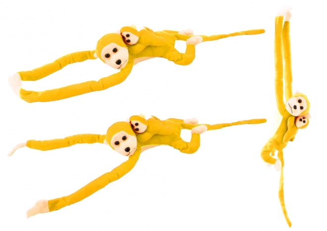 Singe en peluche avec bébé jaune 70 cm