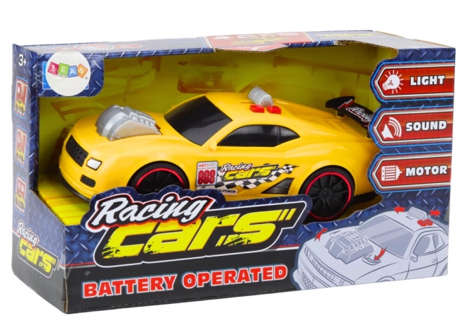 Voiture de course jaune avec lumières et sons