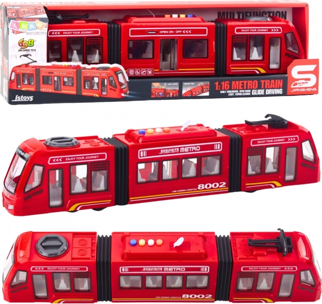 Métro rouge 1:16 avec effets lumineux et sonores