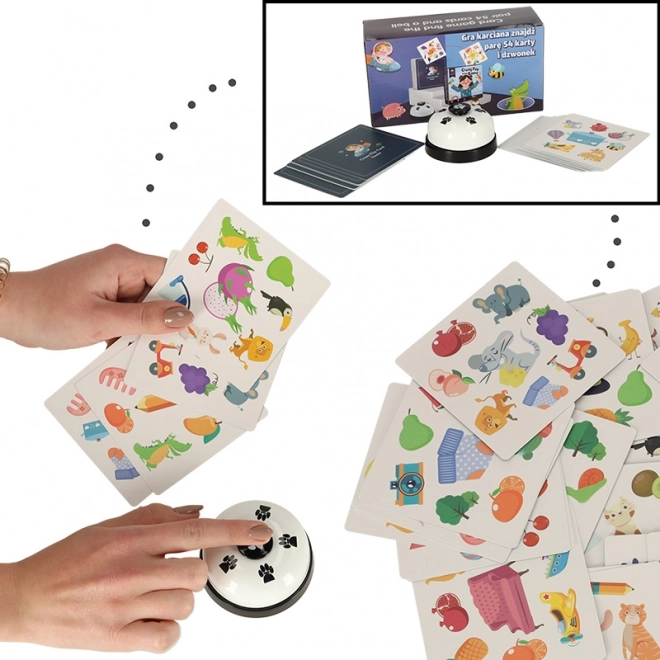 Jeu de cartes Trouver la paire avec 54 cartes et une cloche