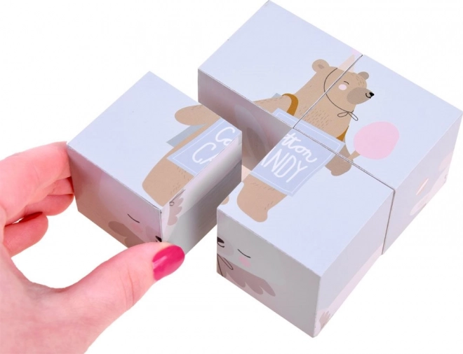 Cubes puzzle en bois avec des animaux