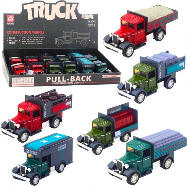Camion classique en métal avec moteur à remontoir, lumières et sons
