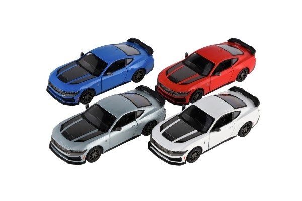 Voiture Kinsmart 2024 Ford Mustang Dark Horse 1:38 métal/plastique 12,5cm 4 couleurs à remontoir 12pcs en boîte