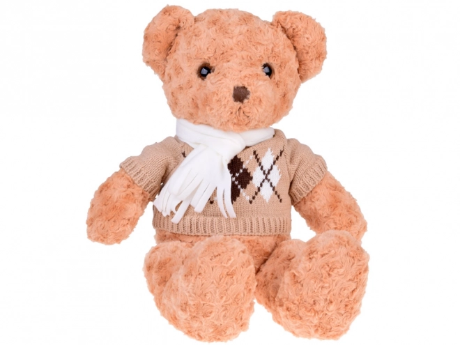 Ours en peluche doux avec pull et écharpe, 60 cm