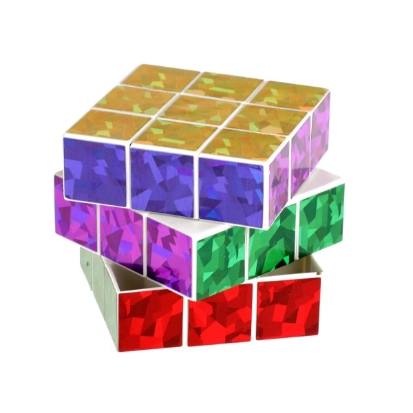 Cube de puzzle pliable en plastique scintillant 6,5x6,5cm dans un sac