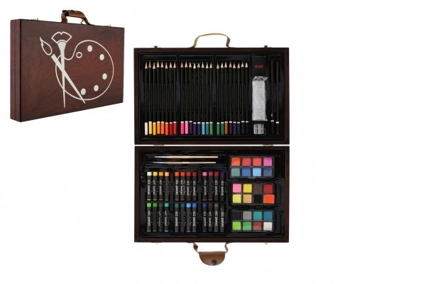 Ensemble de peinture Art box dans une mallette en bois - 79 pièces