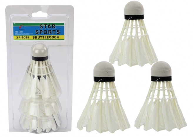 Ensemble de 3 volants de badminton en plumes.