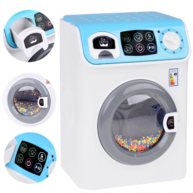 Lave-linge pour enfants avec panneau tactile et effets bleus