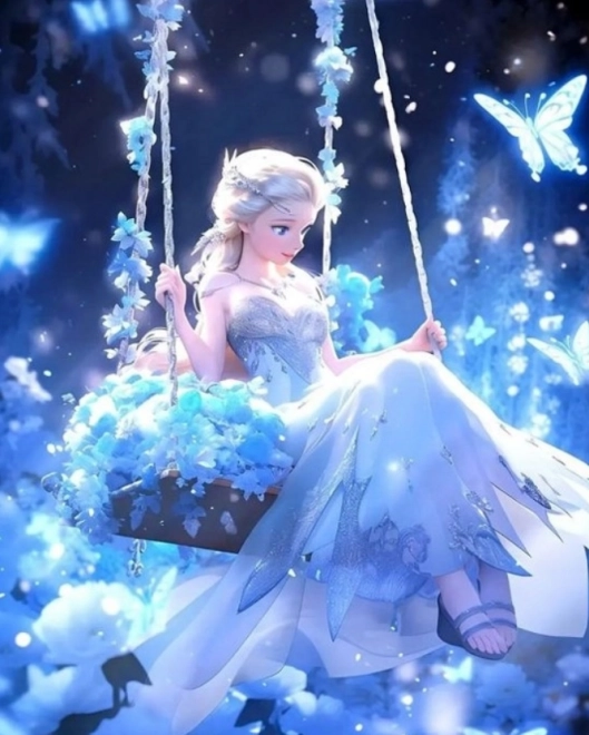 Peinture diamant Elsa sur la balançoire