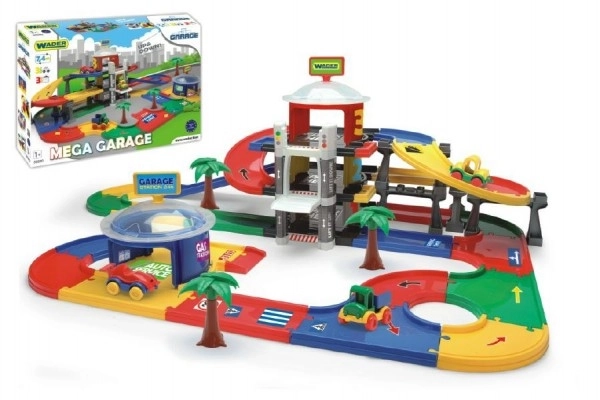 Méga garage 3 étages plastique 7,4m + 3 voitures en boîte 79x53x14cm Wader