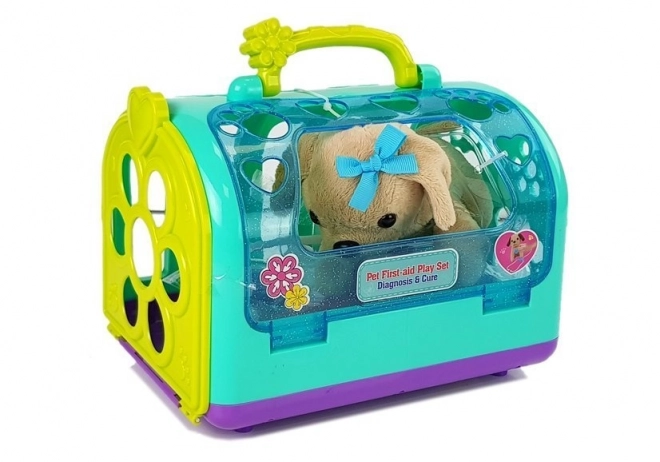 Kit vétérinaire avec chien et transporteur