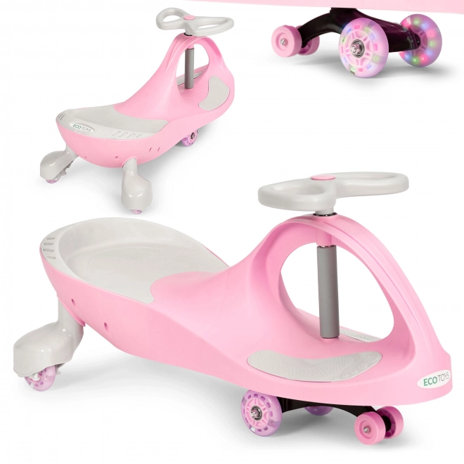 Voiture à pédales avec roues LED roses ECOTOYS