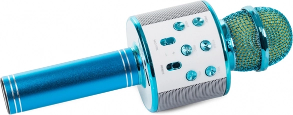 Microphone karaoké Bluetooth sans fil avec haut-parleur intégré – Bleu