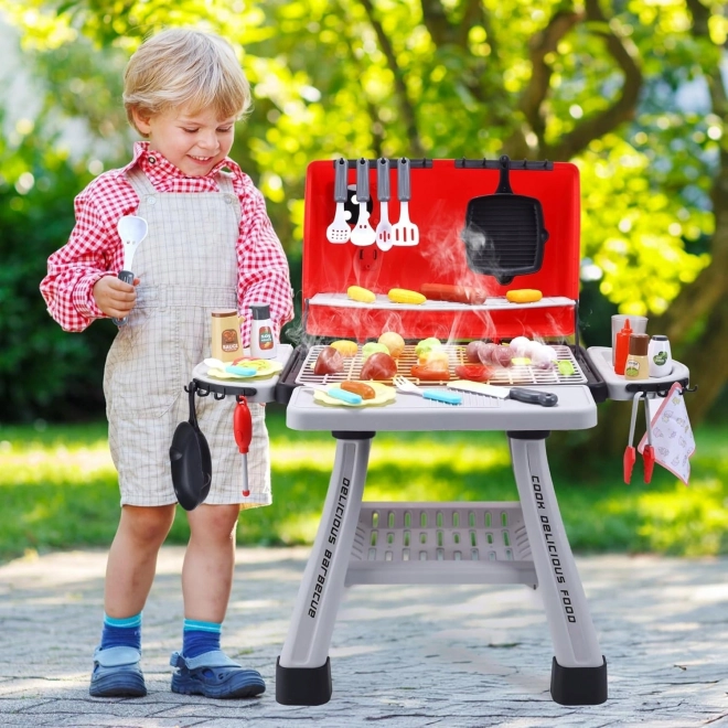 Woopie Barbecue de jardin pour enfants interactif avec LED et effet de vapeur, ensemble XL 41 pcs