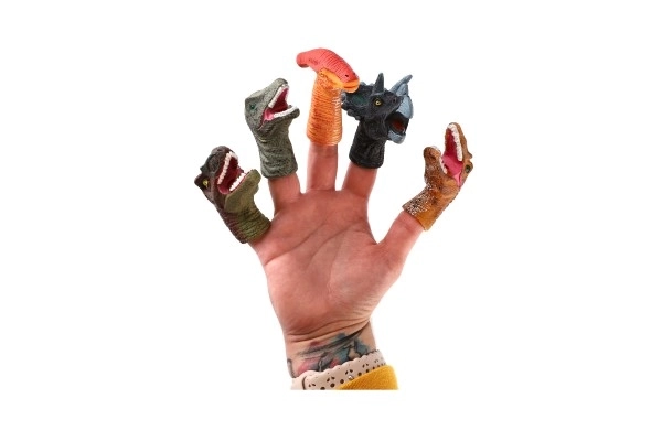 Dinosaures à doigt 5 pièces en gomme 6cm sur carte 16,5x20cm