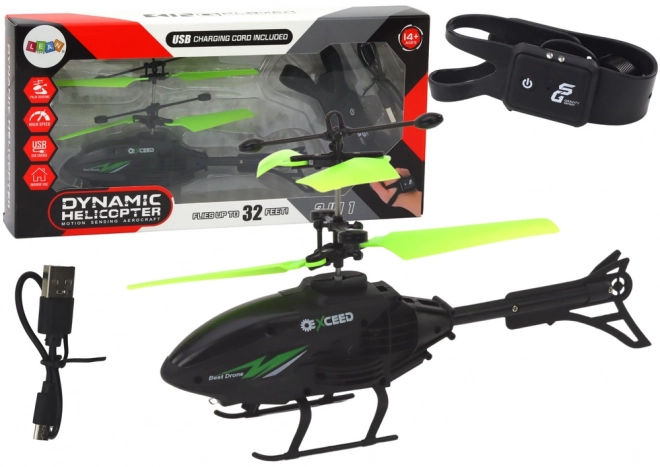 Bande de l'hélicoptère piloté à la main noir et vert