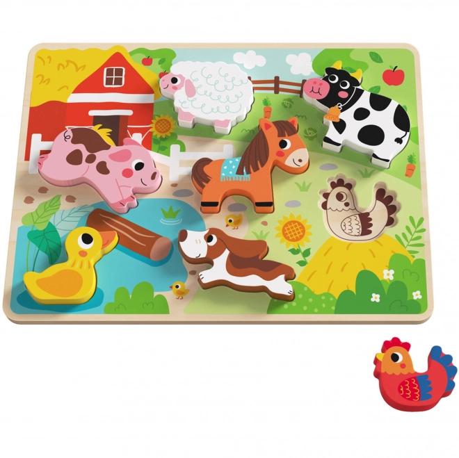 Puzzle Montessori en bois animaux de la ferme